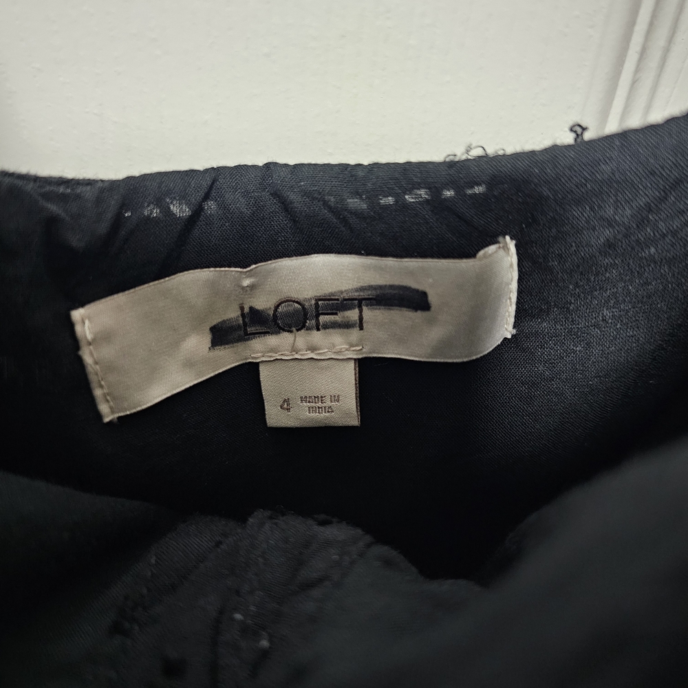 LOFT Black Sleeveless Eyelet Midi Dress - Size 4 - Picture 4 of 6